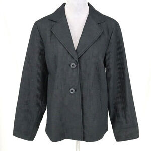 Coldwater Creek Jacket Womens 14 Black Silk Cotton Fiberfill Tie Back Career